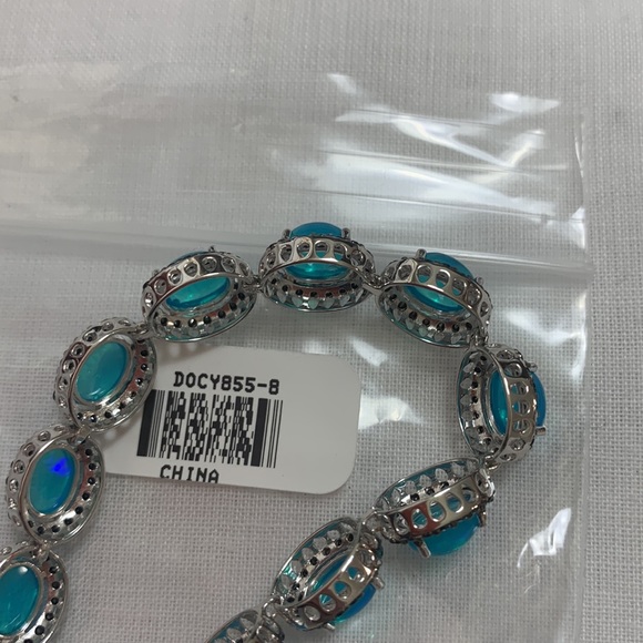 NWT JTV 6.25CTW OVAL BLUE OPAL & 3.20CTW ROUND BLK SPINEL BRACELET - Picture 6 of 6